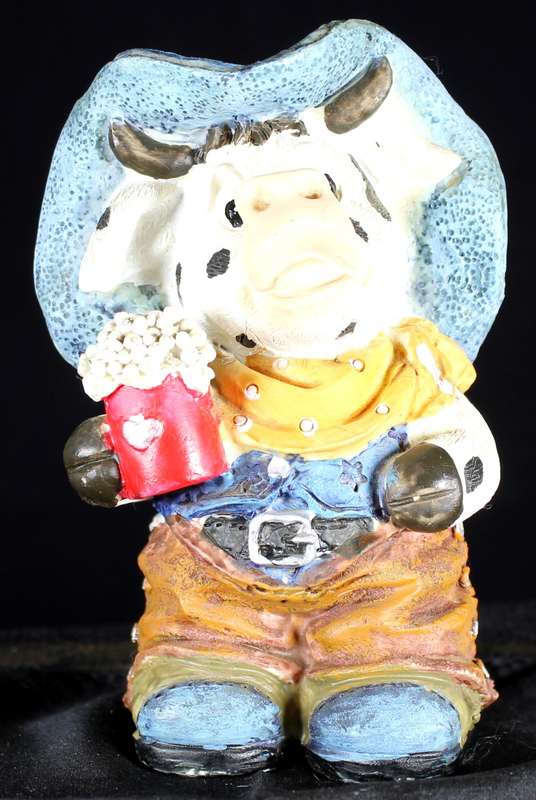 Ceramic Cow Cowboy with Flowers
