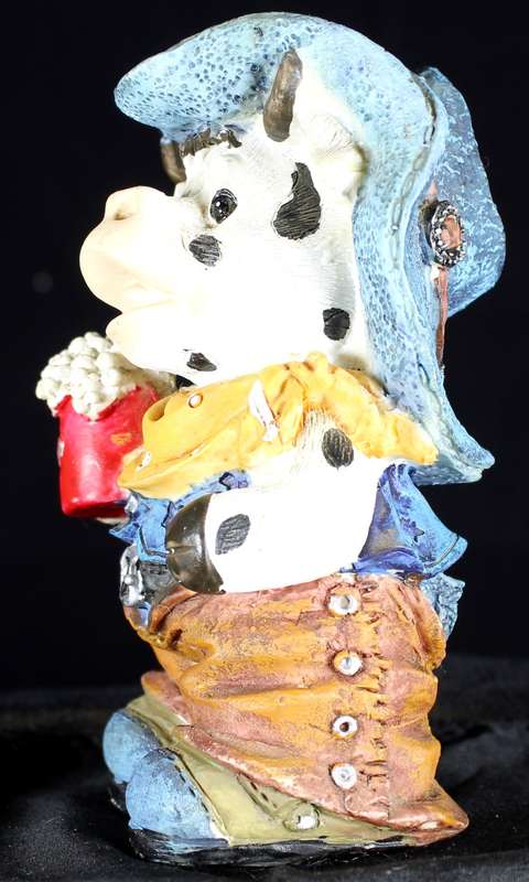 Ceramic Cow Cowboy with Flowers
