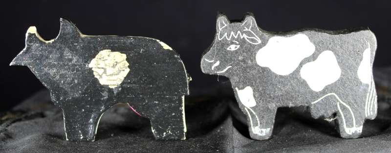 Pair of Small Wooden Cows
