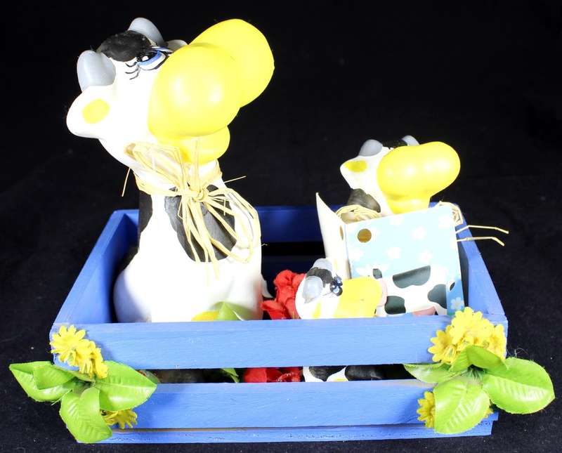 Ceramic Cow Family in a Pen