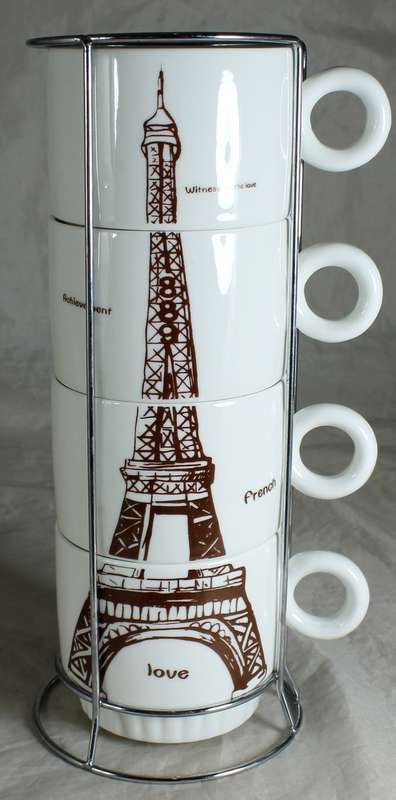 Eiffel Tower Coffee Cup Set - BID NOW!!!
