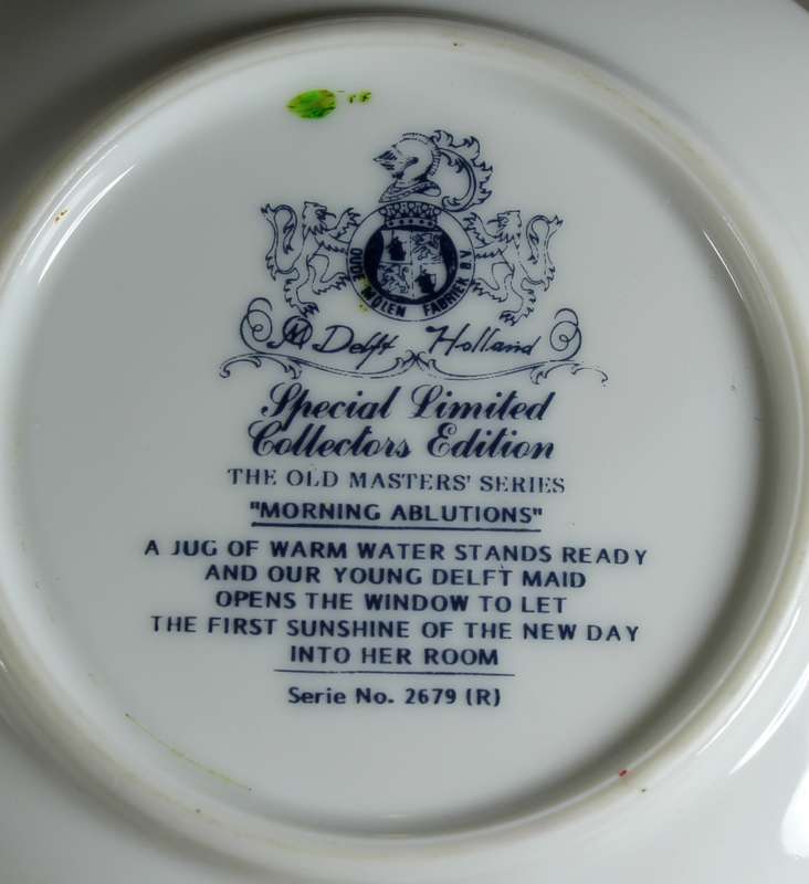 Delft Special Limited Collectors Edition Plate - Morning Ablutions - BID NOW!!!