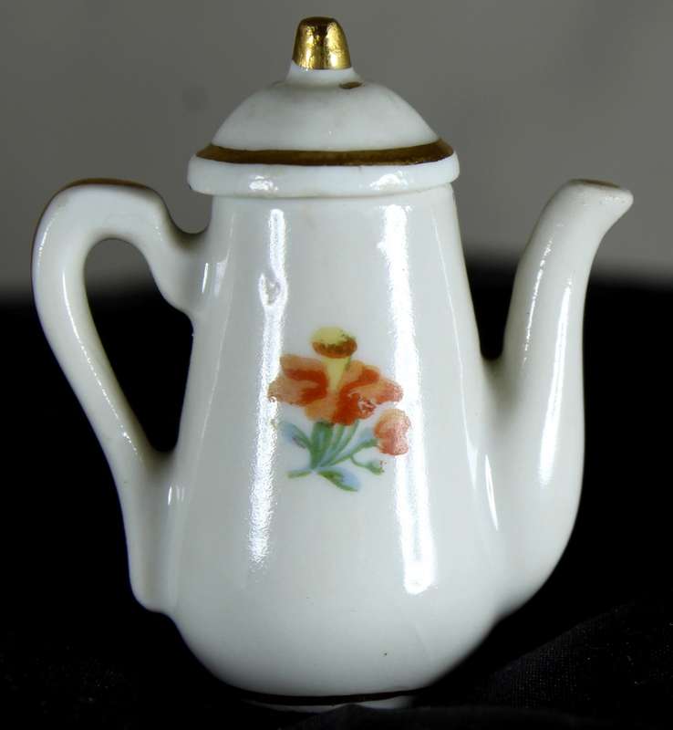 Limoge Coffee Kettle with Victorian Scene - BID NOW!!!