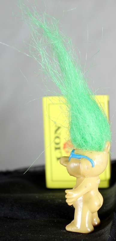 Miniature Troll with Green Hair & Blue Glasses - BID NOW!!!