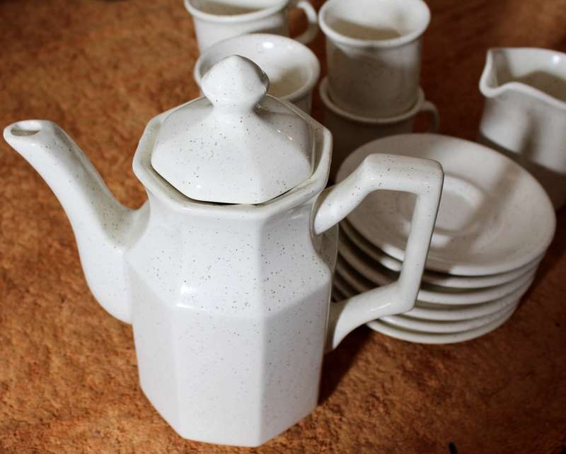 Stoneware Coffee Set - 6 Duo`s, Sugar Bowl, Milk Jug and Coffee Pot