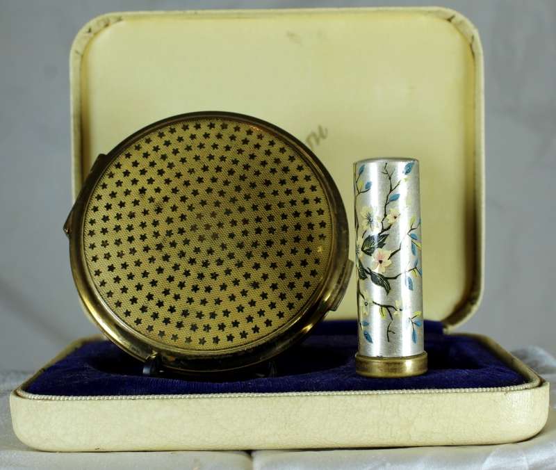Stratton Powder Compact & Lipstick Holder in Case
