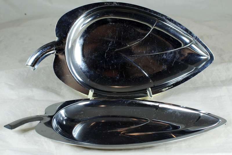 Pair of Silver Plated Leaf Dishes