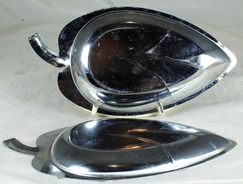 Pair of Silver Plated Leaf Dishes