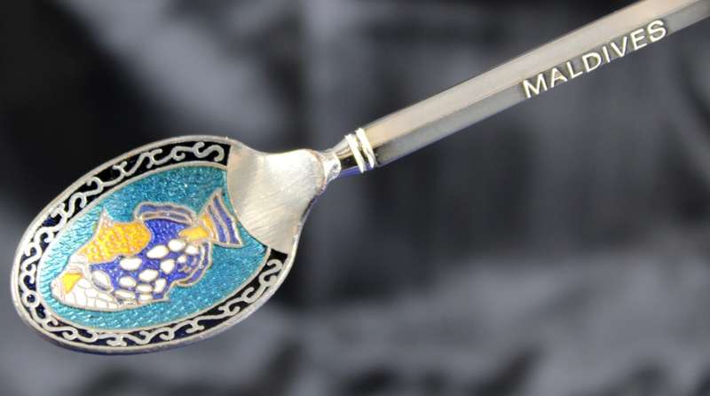Souvenir Teaspoon - Maldives with Enamel Spoon