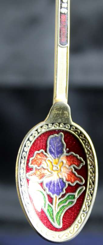 Souvenir Teaspoon - Singapore with Cloisonne Embelishment