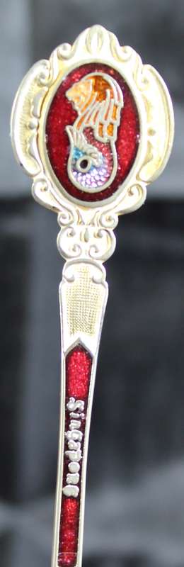 Souvenir Teaspoon - Singapore with Cloisonne Embelishment