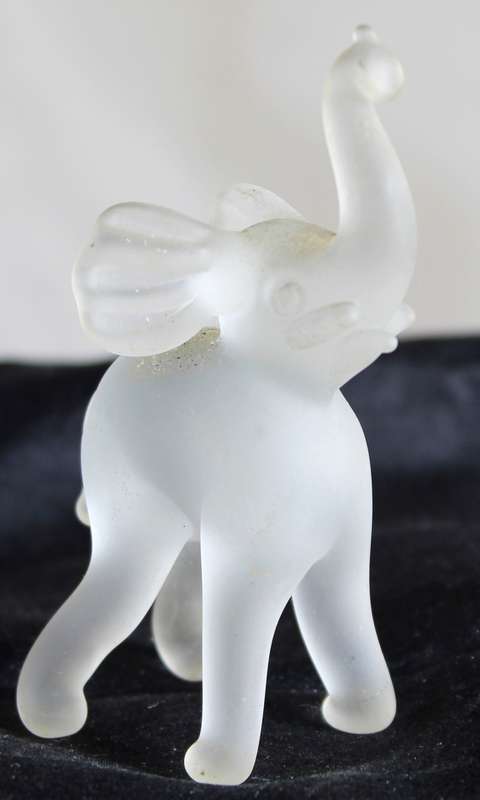 Smoked Glass Miniature Elephant Standing - BID NOW!!!