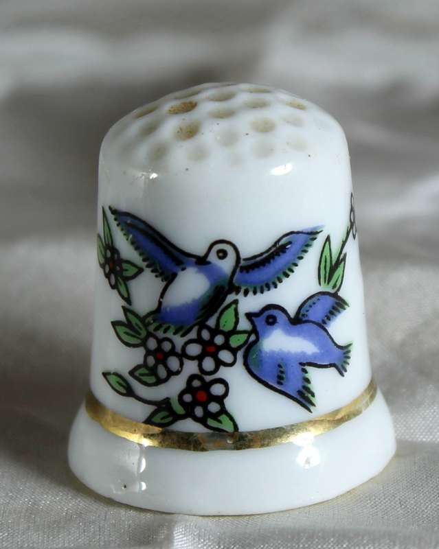 Thimble 2 Blue Birds  - BID NOW!!!