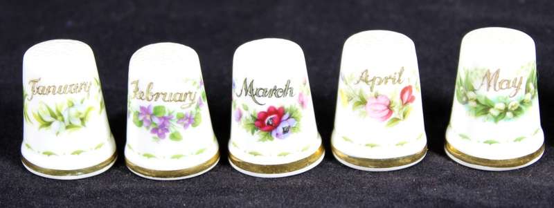 Royal Albert Thimbles - Set of 12 - Flowers of the Month