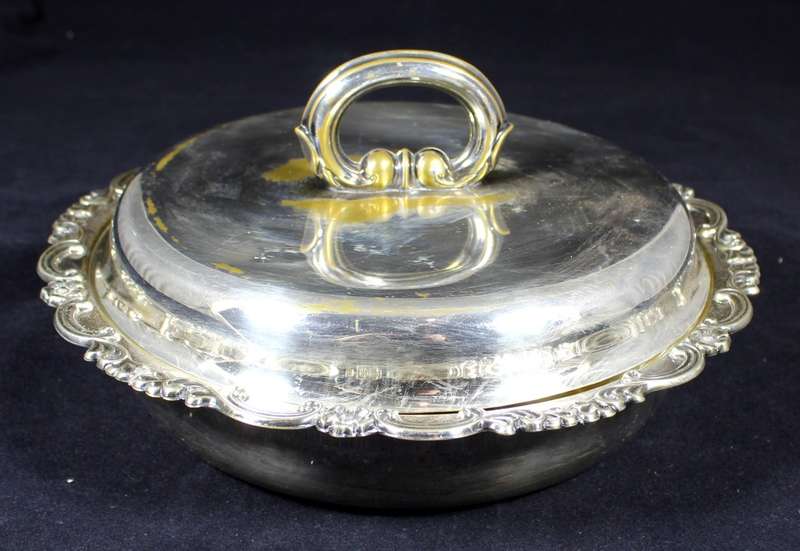 Silver plated vegetable dish with lid