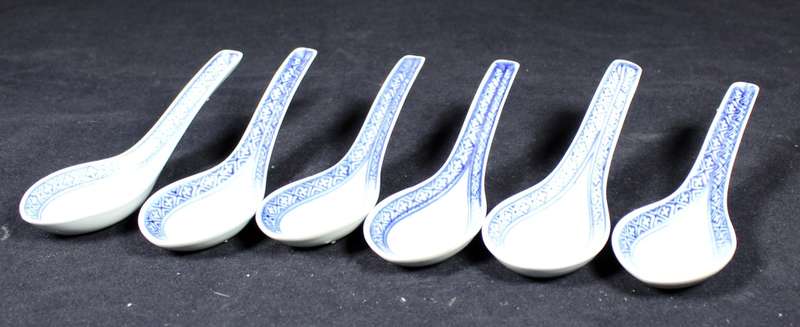 Set of six Chinese spoons