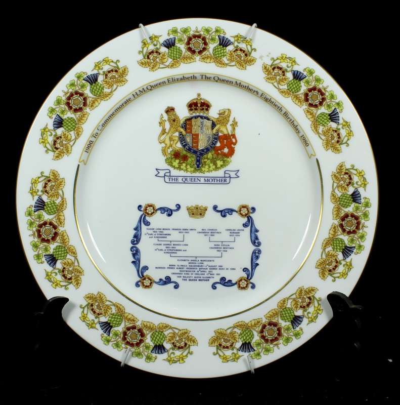 Aynsley - Commemorate Plate - Queen Mothers 80th Birthday
