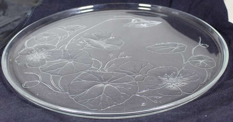 Vintage Ovenware - Glass Pie Plate with Embossed Flowers