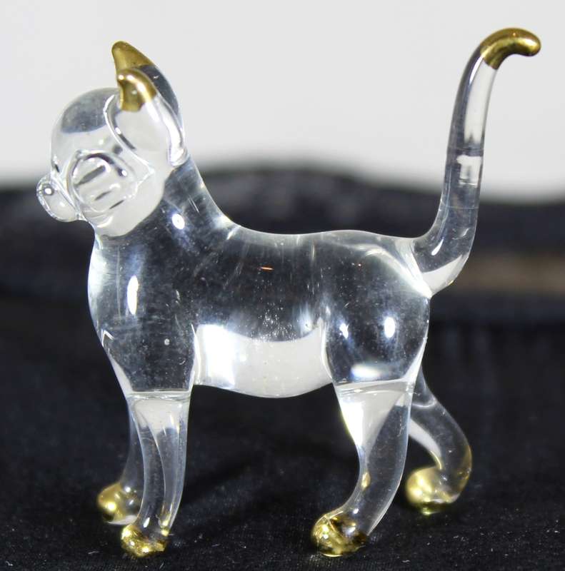 Small Vintage Glass Cat Standing - Made in Czech Republic