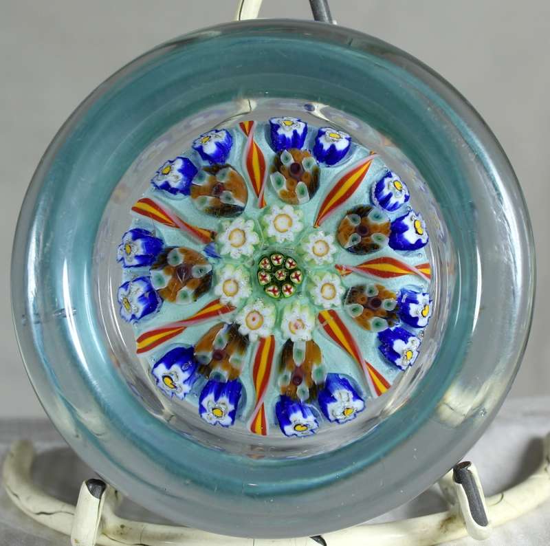 Glass Paperweight with Milleflori Cane Inclusions