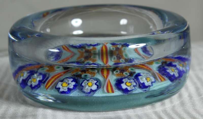 Glass Paperweight with Milleflori Cane Inclusions