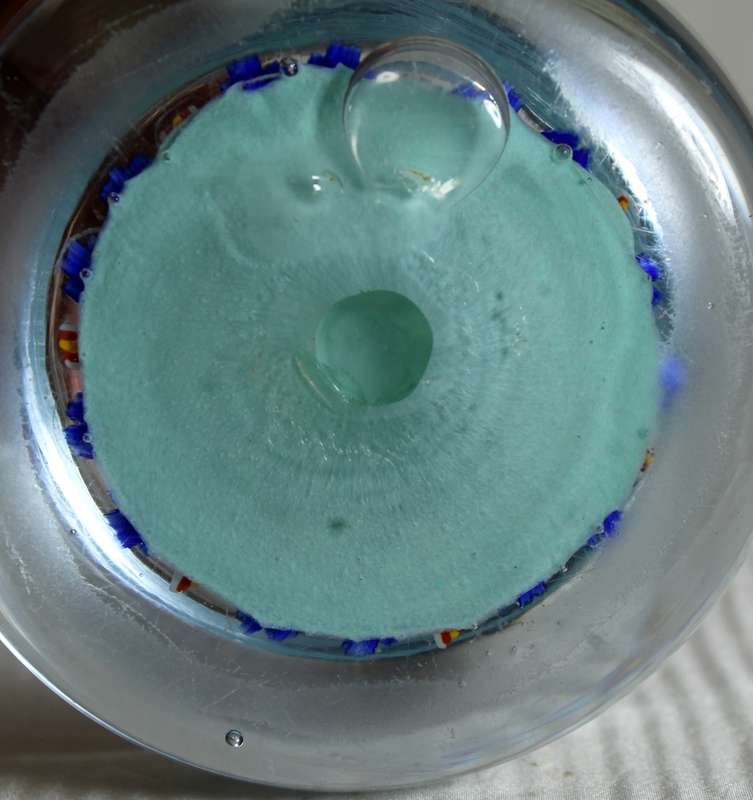 Glass Paperweight with Milleflori Cane Inclusions