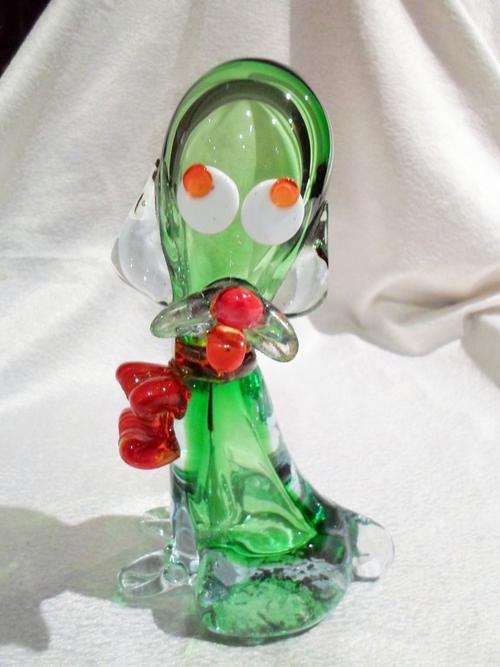 Murano free form emerald & sapphire glass hound