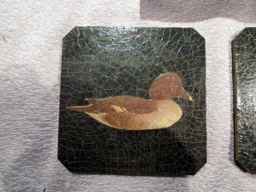 Duck coasters in a box - crackly glazed
