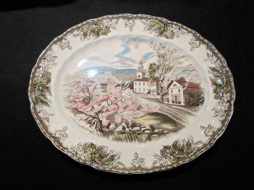 Johnson Bros. - The Friendly Village - The Village Green - Hand painted! - Medium platter - Bid now!