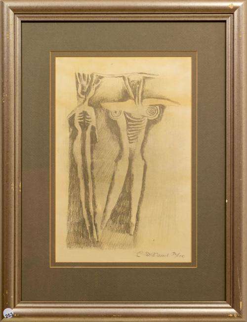 Cecil Skotnes, Lithograph, Abstract Figures, Signed & Numbered 74/100 In Pencil, 40cm x 26cm