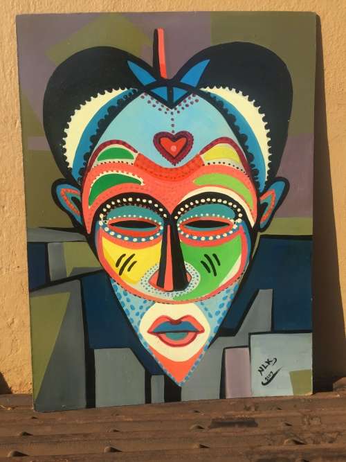 Traditional Art, African Mask (Female), Signed NLK 2009, 40cm x 30cm