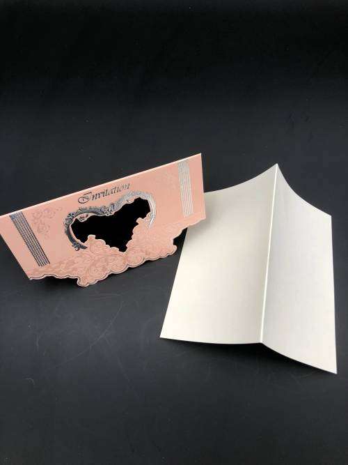 heart shape wedding invitation card set pink