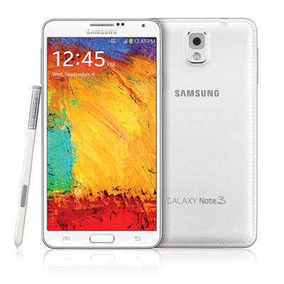 Samsung Galaxy Note 3 (White) with Samsung Galaxy Note 3 Leather Cover (Black)