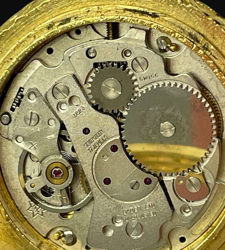 Mentor Swiss Made Pocket Watch Alarm 17 Jewels Gold Tone Ronda 1223