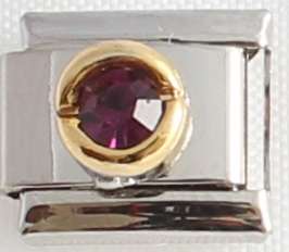 Italian charms - Round Birthstone February (Fits Nomination)