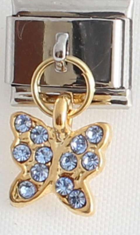 Italian charms (Fits Nomination) - Dangle Blue Butterfly