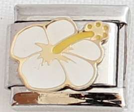 Italian charms (Fits Nomination) - White Hibiscus