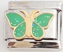 Italian charms (Fits Nomination) - Green Butterfly