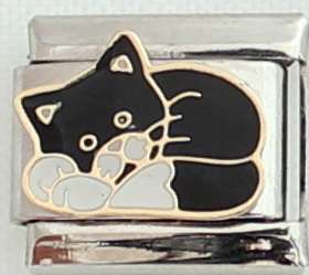 Italian charms (Fits Nomination) - Black and White cat