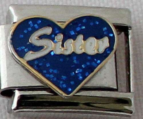 Italian charms - Sister Blue Heart (Fits Nomination)