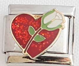 Italian charms (Fits Nomination) - Rose on heart