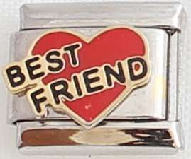 Italian charms (Fits Nomination) - Best Friend on Red Heart