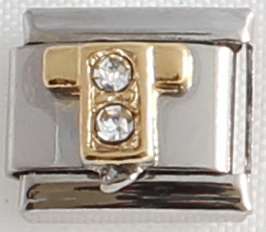 Italian charms (Fits Nomination) - CZ Letter T