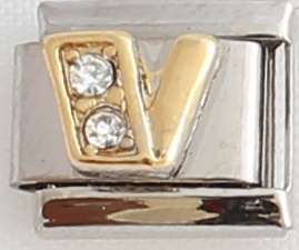 *SPECIAL* Italian charms - CZ Letter V (Fits Nomination)