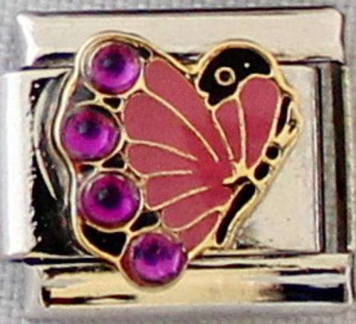 Italian charms - Pink Butterfly with stones (Fits Nomination)