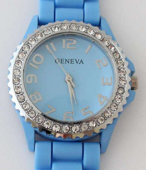 Charmed Silicone Crystal Watch - Blue