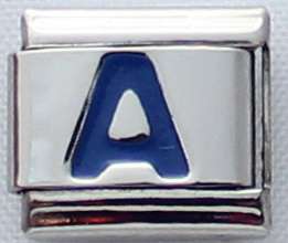 Italian charms - Blue Letter A (Fits Nomination)