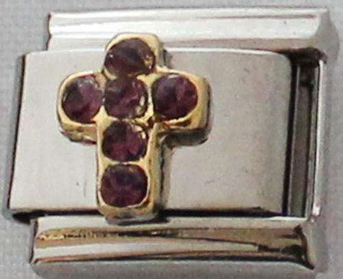 *Easter Special* - Italian charms - Cross Birthstone February (Fits Nomination)