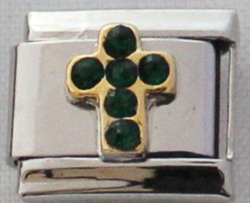 **Christmas Special** Italian charms - Cross Birthstone May (Fits Nomination)