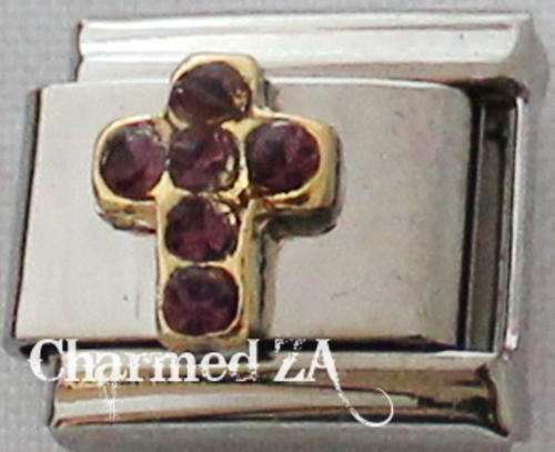 *Christmas Special* Italian charms - Cross Birthstone February (Fits Nomination)